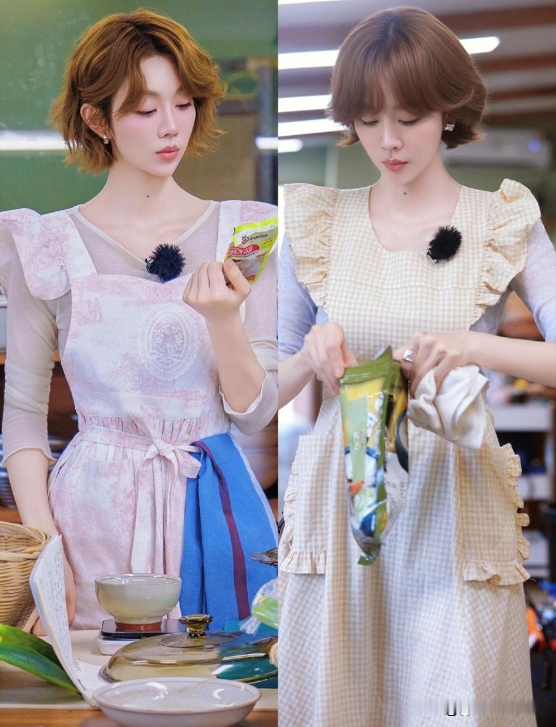 姜妍真是最美小厨娘，这围裙穿起来都好像是大牌子限定款，搭配的一点没有烟熏火燎的感