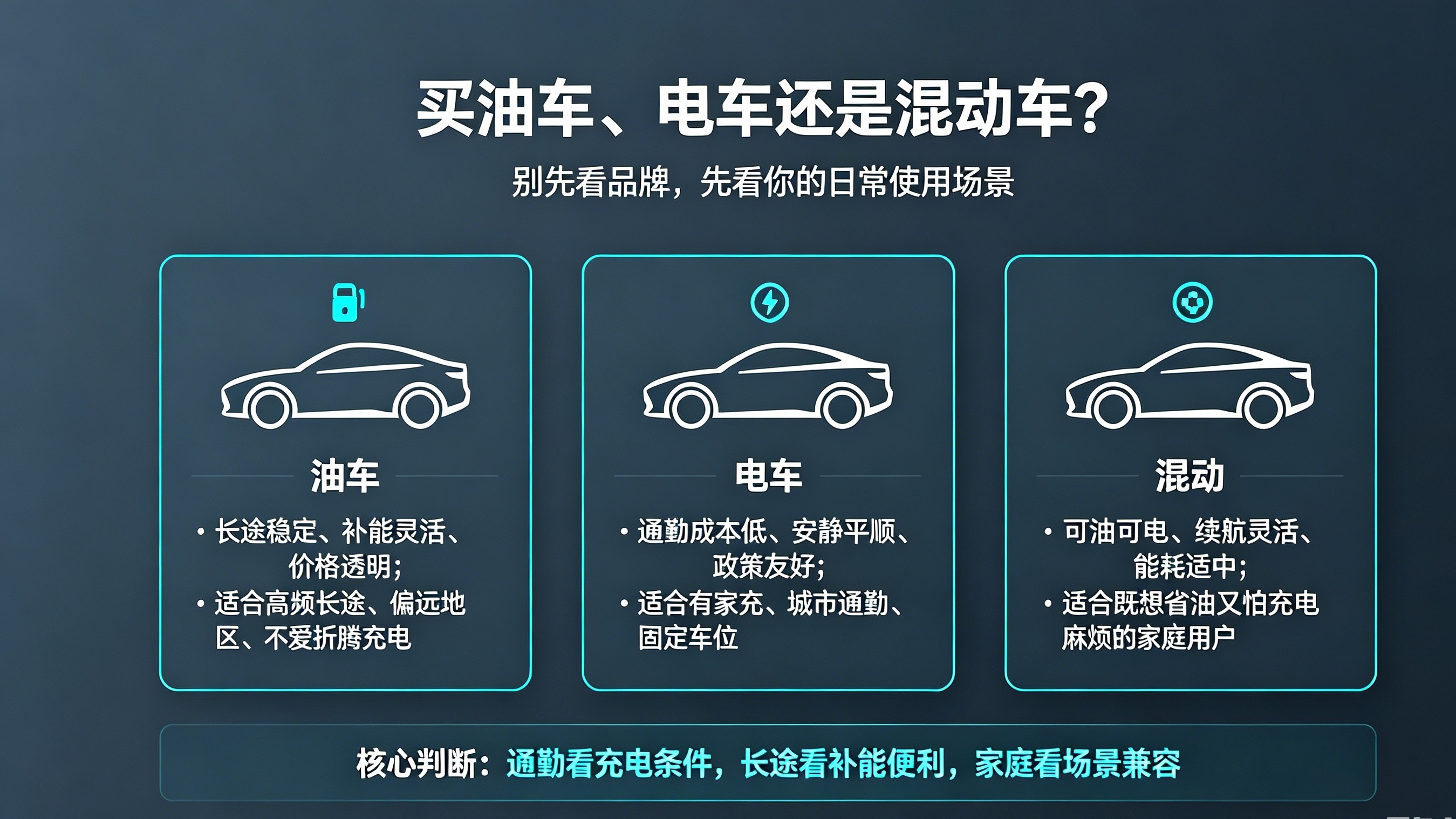 现在买车到底是买油车？还是电车？又或者是混动？其实买车这件事，真不能简单说油车一
