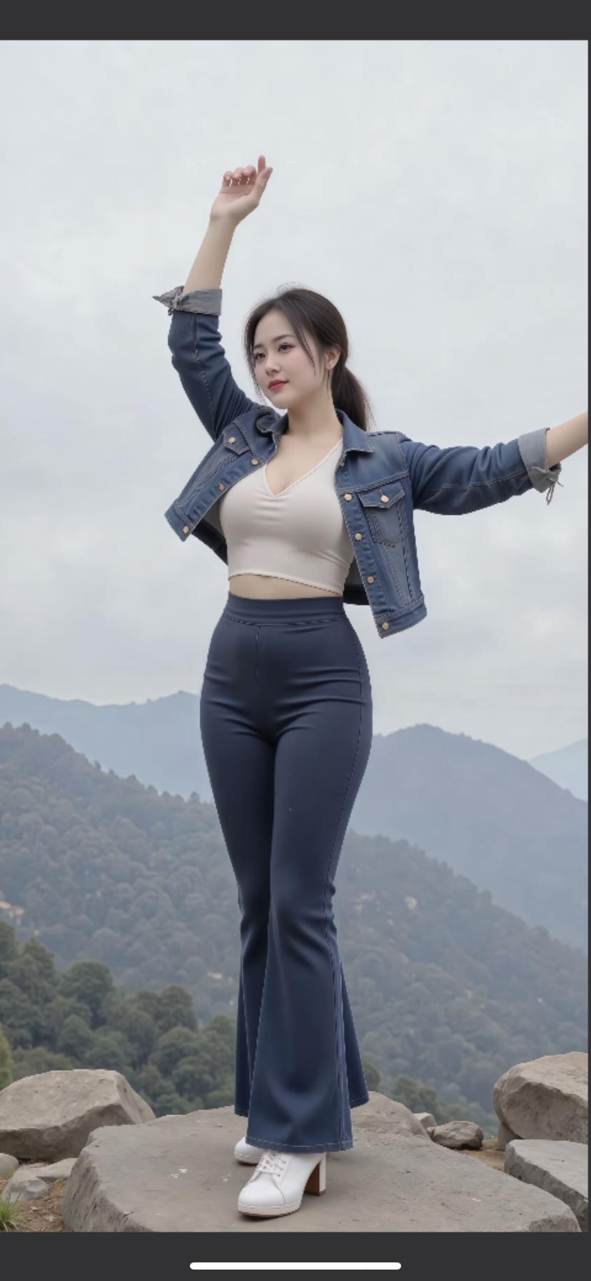 山间少女，自由自在，拥抱自然，享受生活。