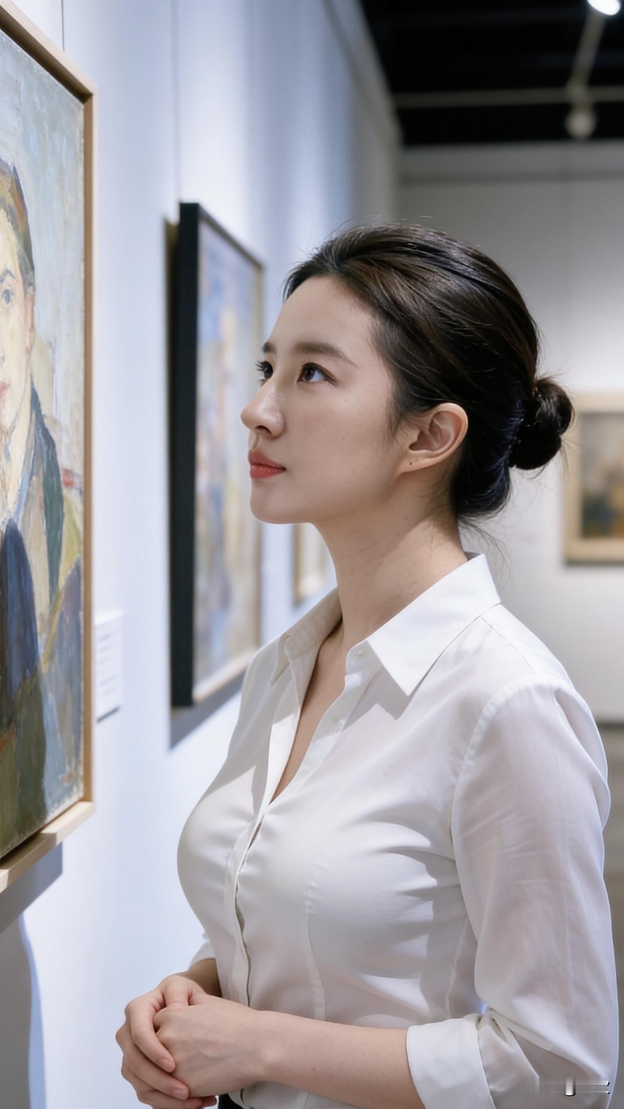 周末的美术馆里很安静，只有射灯暖黄的光，裹着油画的颜料香。苏晚站在一幅肖像画