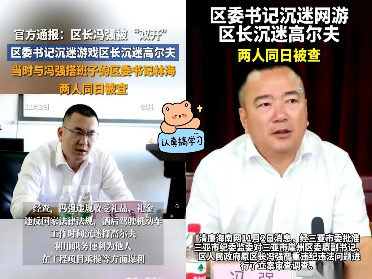 一个区长，在办公室里，据说通宵达旦地打游戏。另一个，他的搭档，区委书记，高尔夫