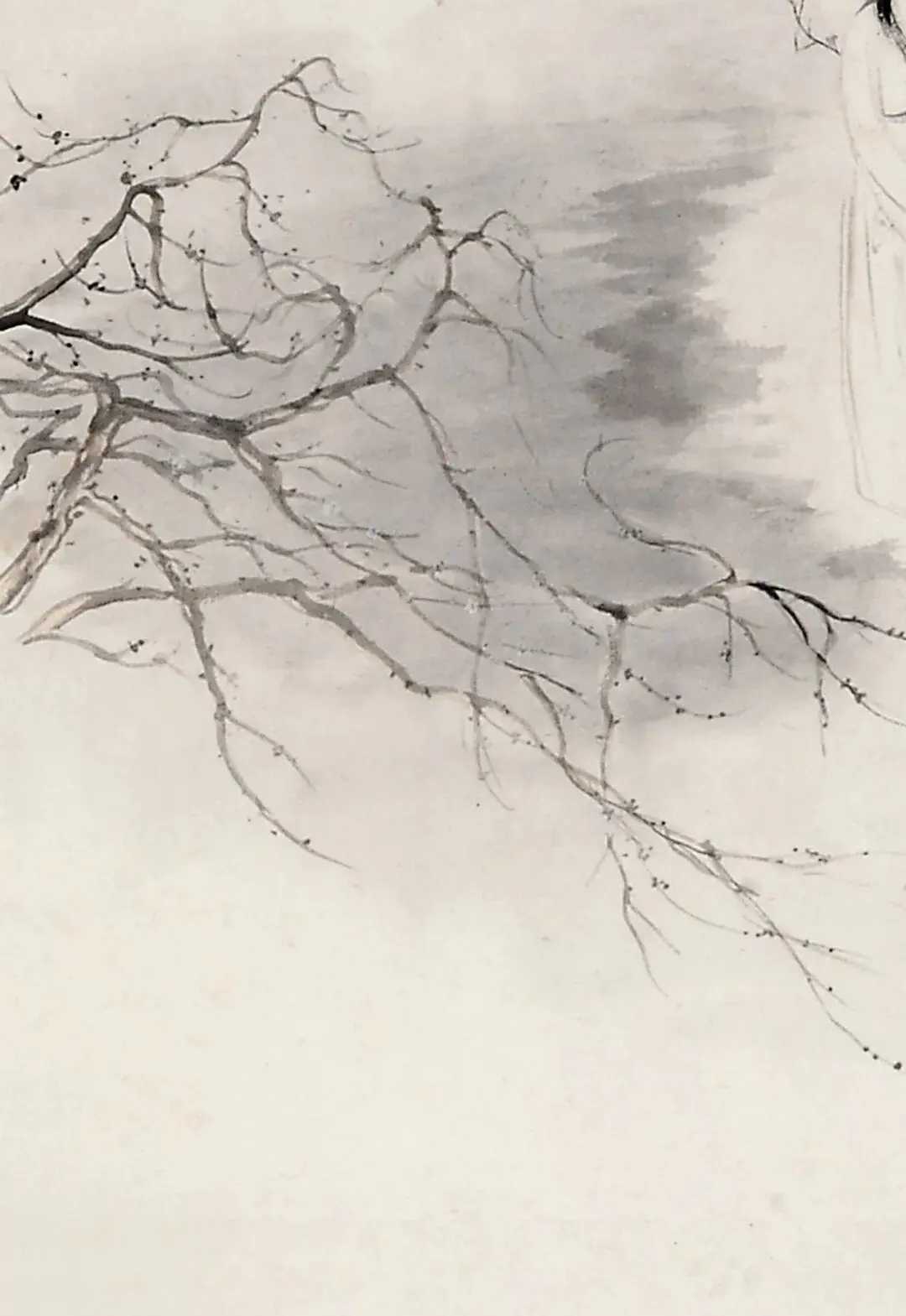 张大千《月明林下美人》，水墨纸本34×121cm。这就是中国风遇见艺术