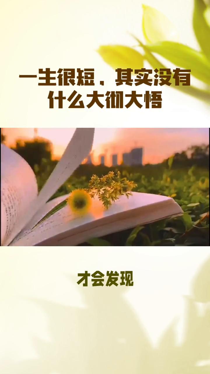 一生很短,其实没有什么大彻大悟。被这一段话共情了。我们到了一定的年纪才会发现,