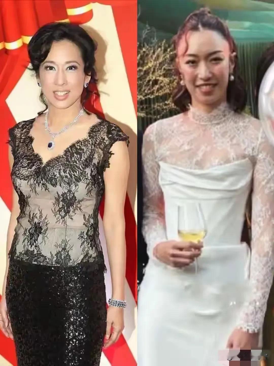 霍启仁的新娘子和他的妈妈朱玲玲真的挺像的。脸型和五官都像，其中嘴最像，据说这