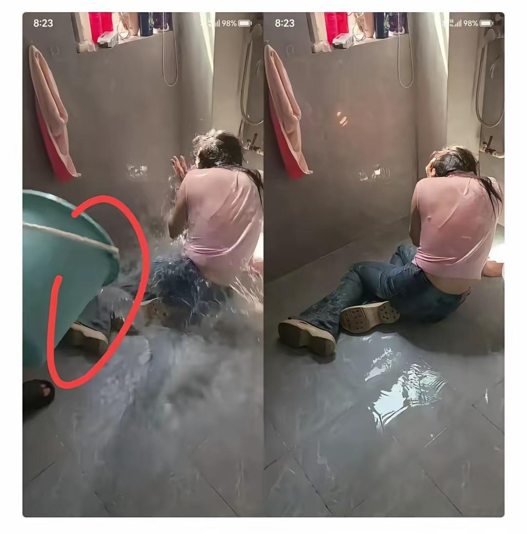 丈夫泼水那刻明明妻子先出轨丈夫没吵没打一桶凉水泼过去她湿透站着，