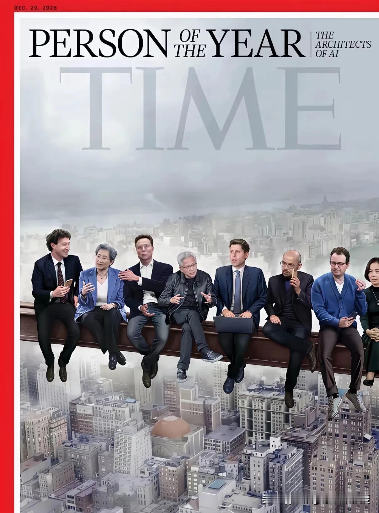 《时代》周刊年度人物揭晓!没有梁文锋。看下图，封面八位是“人工智能的缔造者”群体