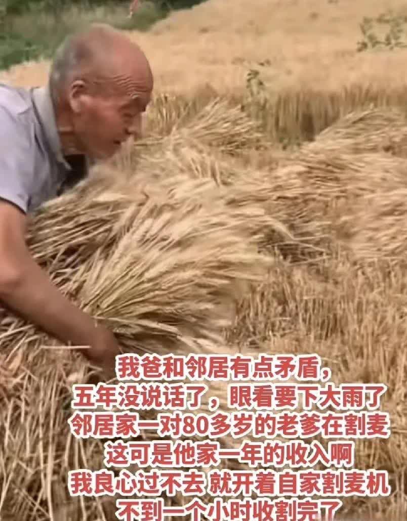 “这位大哥真了不起！”这位大哥的父母跟邻居有矛盾，5年期间连话都不说一句，两家互