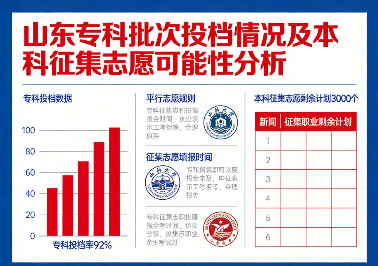 山东考生注意！专科投档后，本科征集还有戏吗？今天山东专科批次投档情况出炉，不