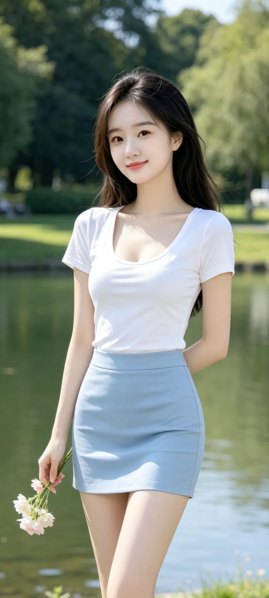花落人独立，水映影成双。