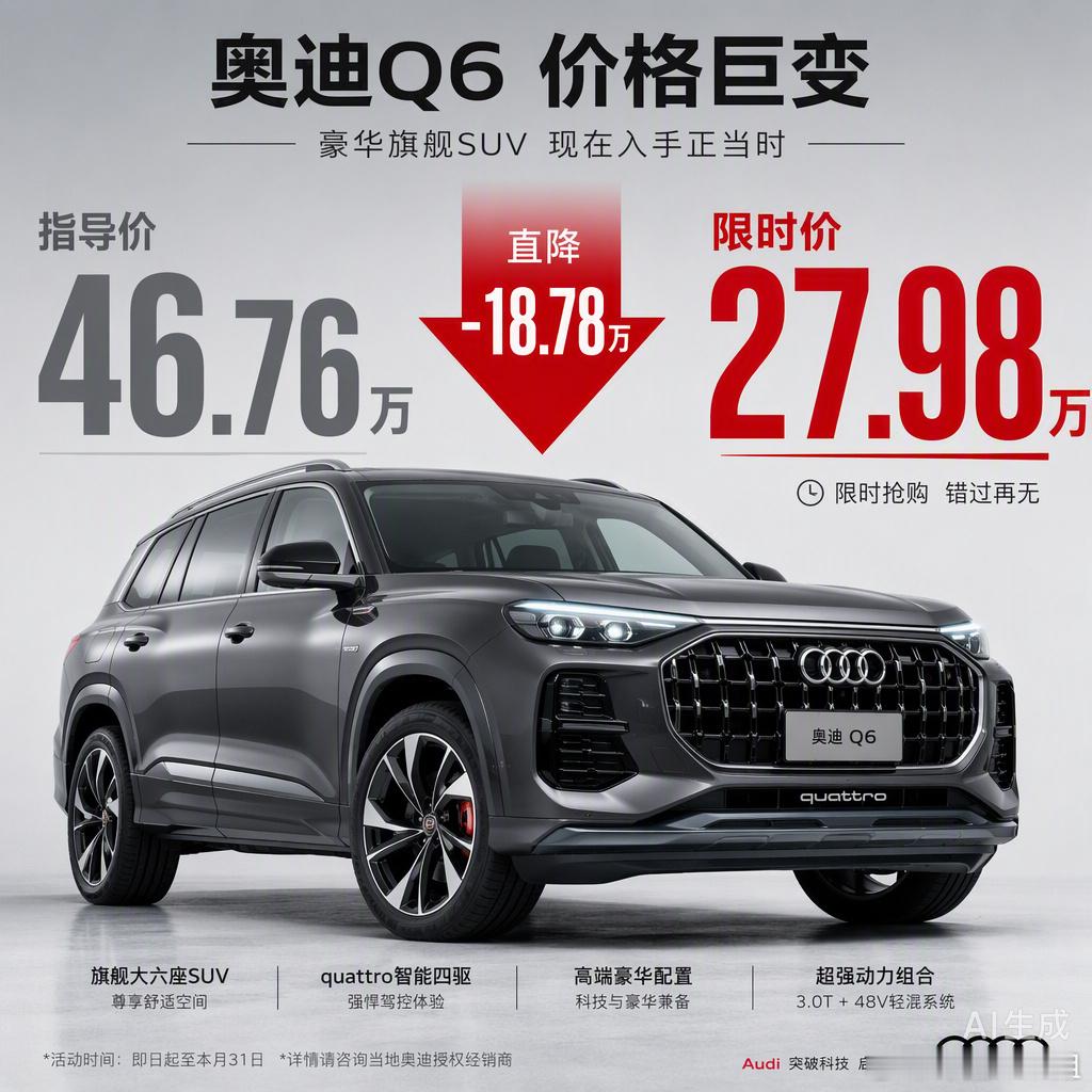 奥迪Q6入门价直接干到27.98万，这个数字本身已经足够震撼。但更值得玩味的是，