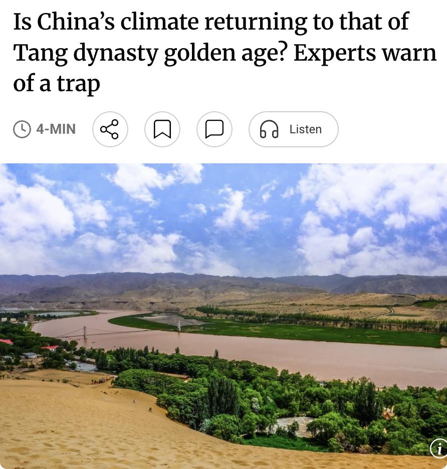 外媒：中国西北干旱区降雨增多引发"气候回归唐朝盛世"的讨论，但专家警示其中存在陷