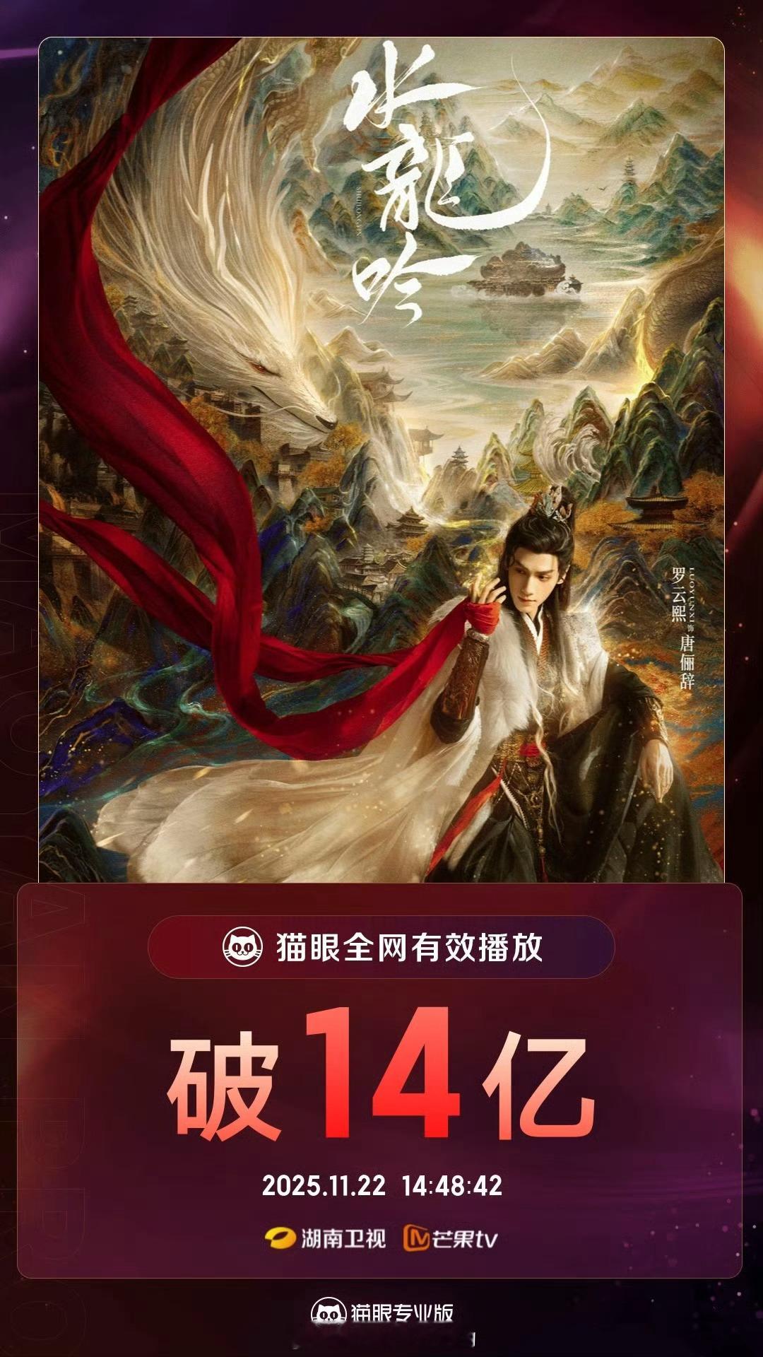 罗云熙水龙吟有效播放量破14亿！