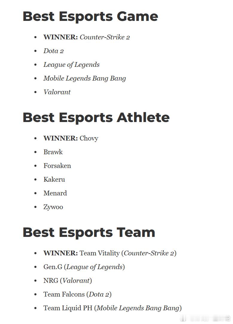 TGA2025TGA最佳电子竞技运动员这个奖确实争议最大，Chovy今年的成绩