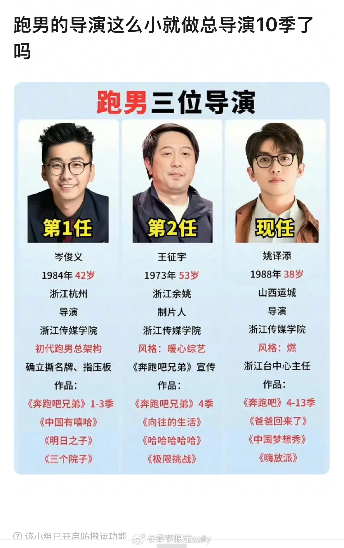 跑男的三位历届导演