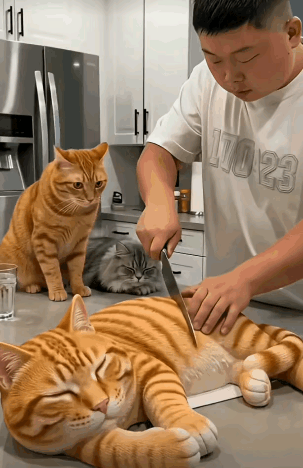 最有代入感的橘猫，被主人一个操作彻底吓破防！主人特意准备了橘猫同款造型蛋糕