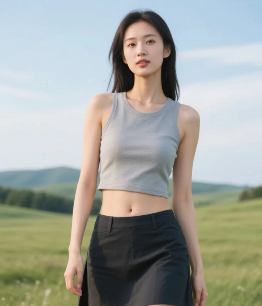 拍照摆拍中的亚洲美女，专业与美丽兼具
