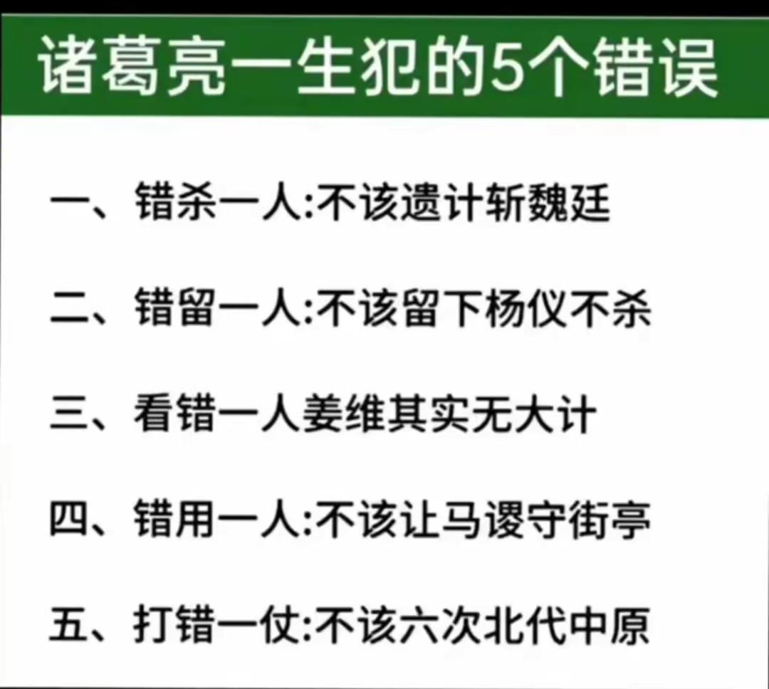 诸葛亮一生犯的5大错误。