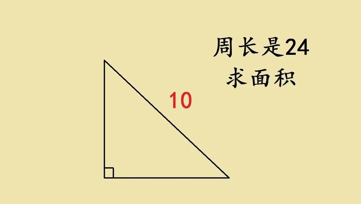 五六年级的几何压轴题，直角三角形斜边10、周长24，求面积，好多孩子直接懵圈！