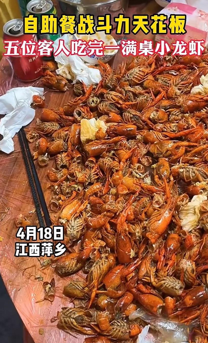 老板要哭晕了！79一位的龙虾自助，五个小伙吃了80斤，最低也得赔1600元，每天