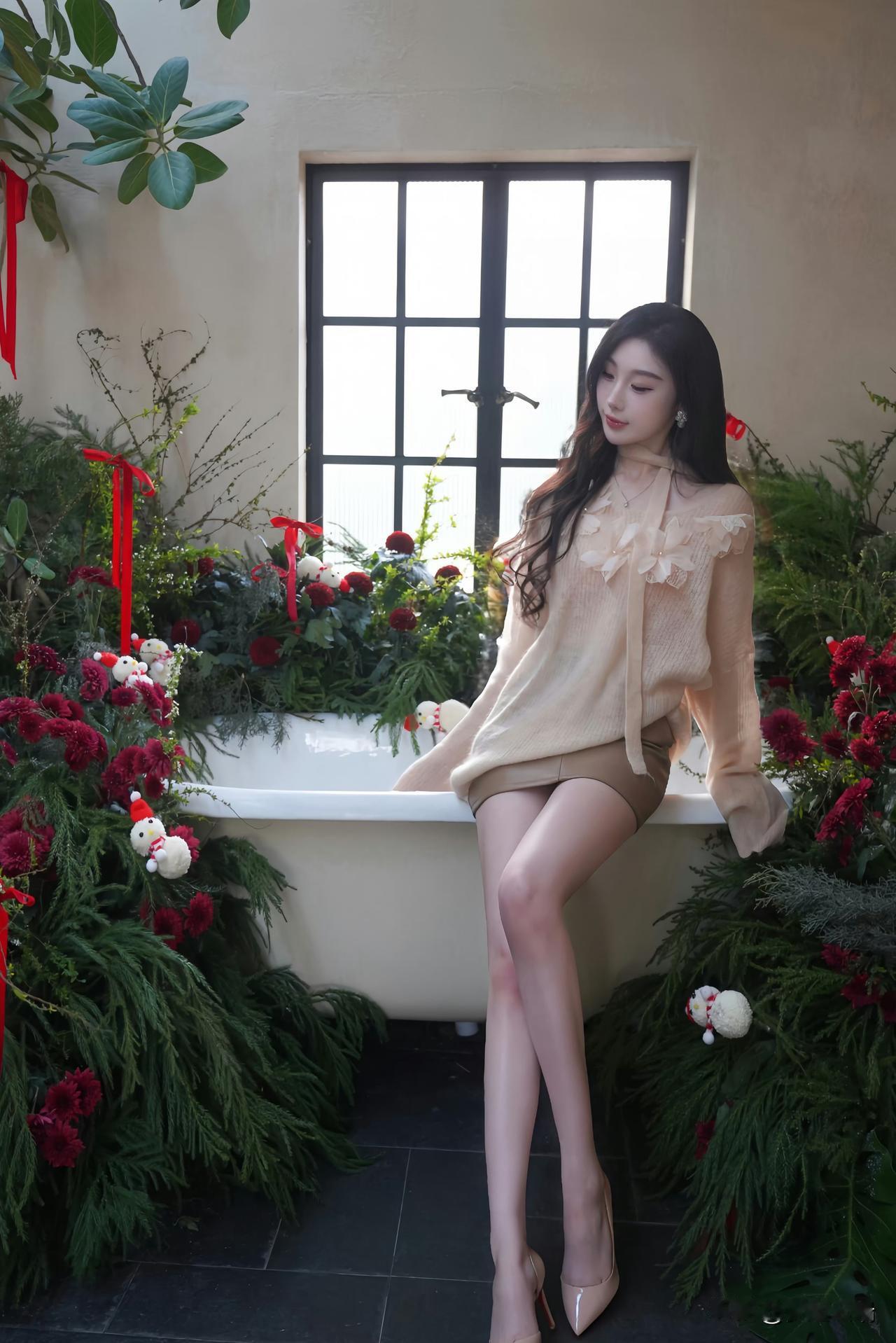 冬日暖阳下的圣诞浪漫花海，与她共度美好时光。