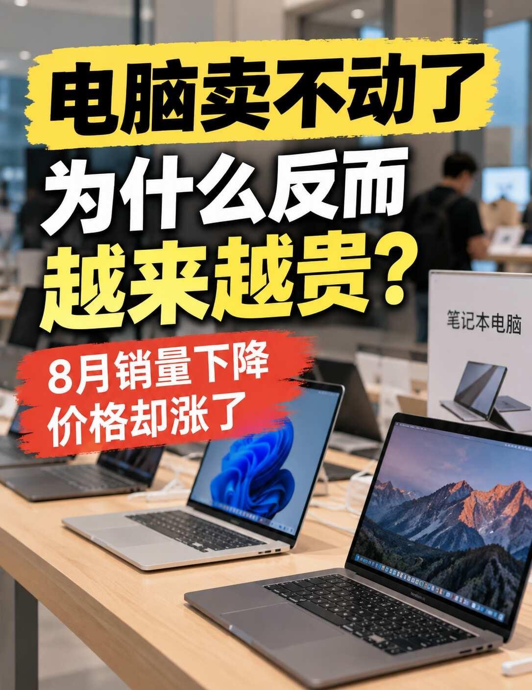电脑卖不动了，为什么价格反而越来越贵？最近看到一组挺反常的数据：8月笔记本电