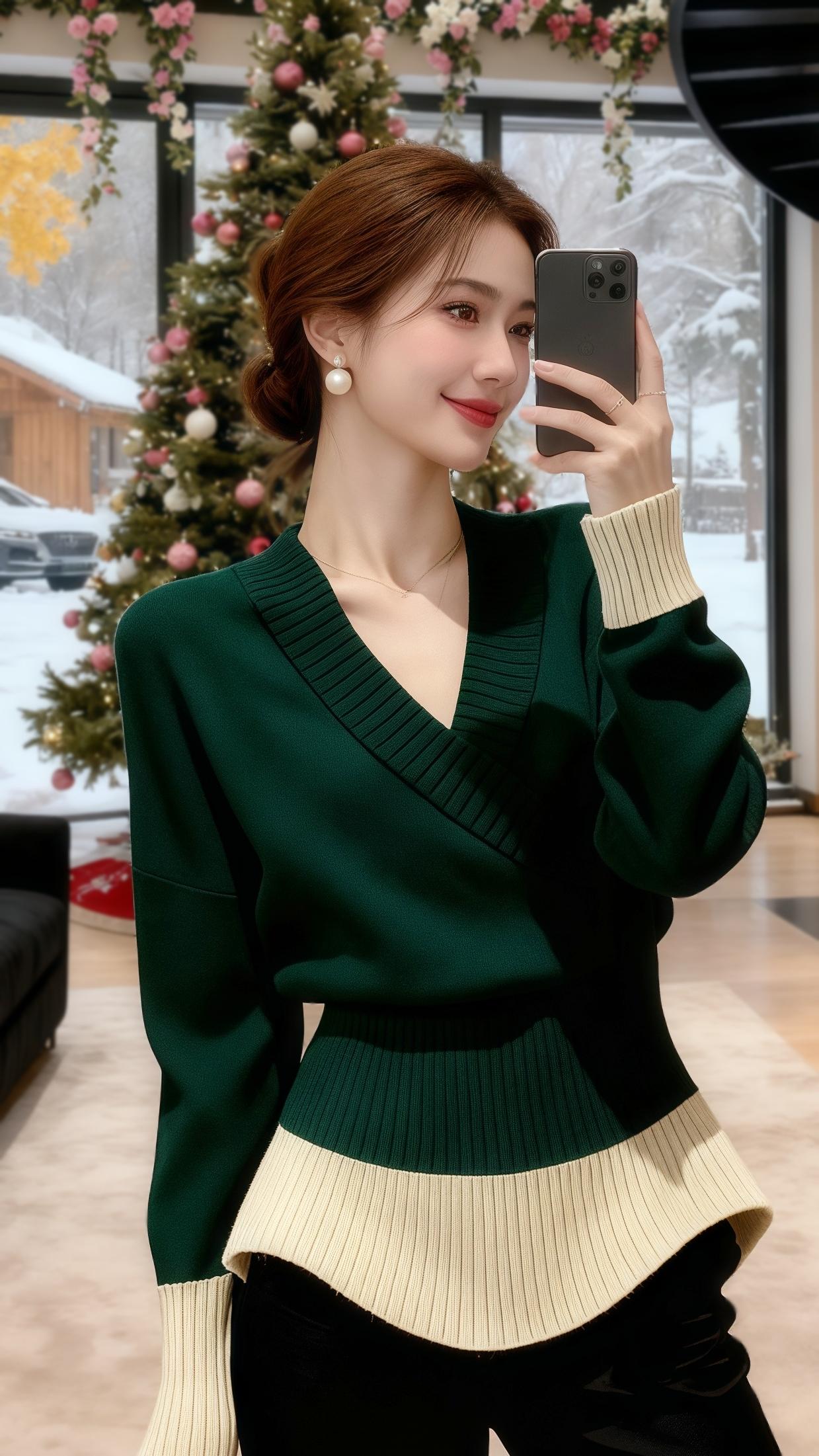 法式复古撞色针织衫！秋冬款法式复古针织衫来啦！撞色设计打破冬日沉闷，吸睛又不浮夸