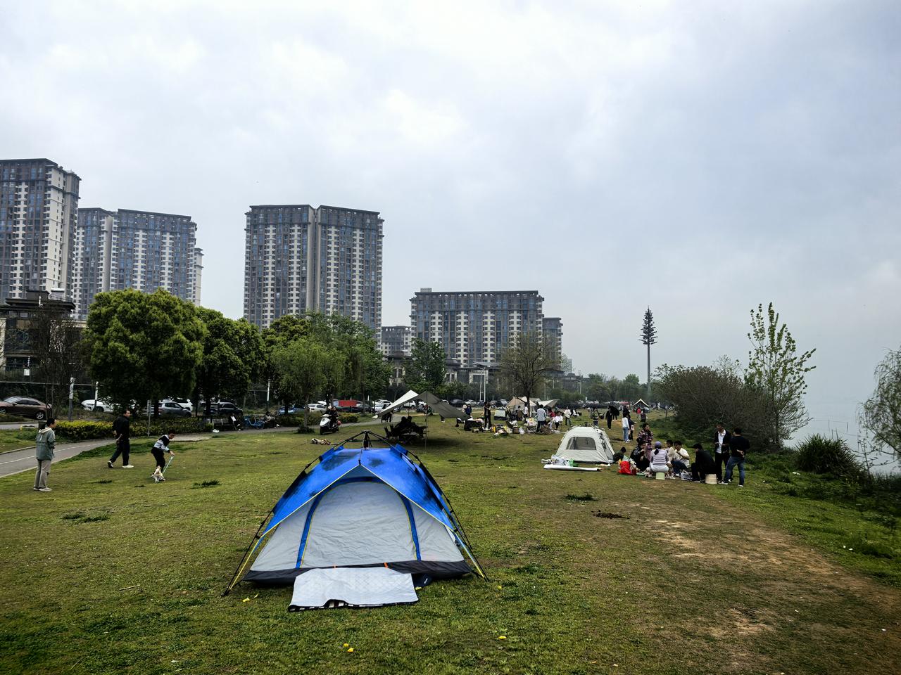 武汉露营热门打卡地🔥江夏庙山东路环湖绿道直接封神！汤逊湖畔风吹湖浪满眼青