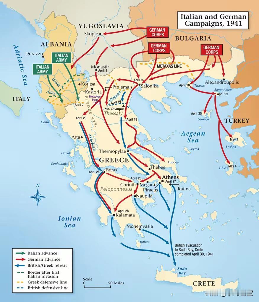 闪电战与迟来的代价：1941年德意入侵希腊1941年春天，德意联军对希腊的入