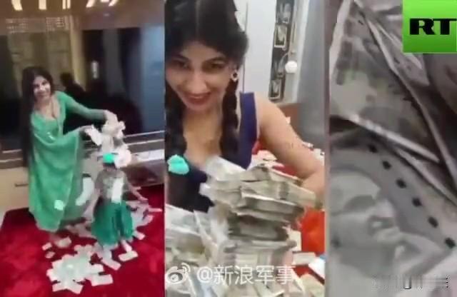 财不露白的这个词他们是永远理解不了的！网红Madhumitha在网上炫耀大量