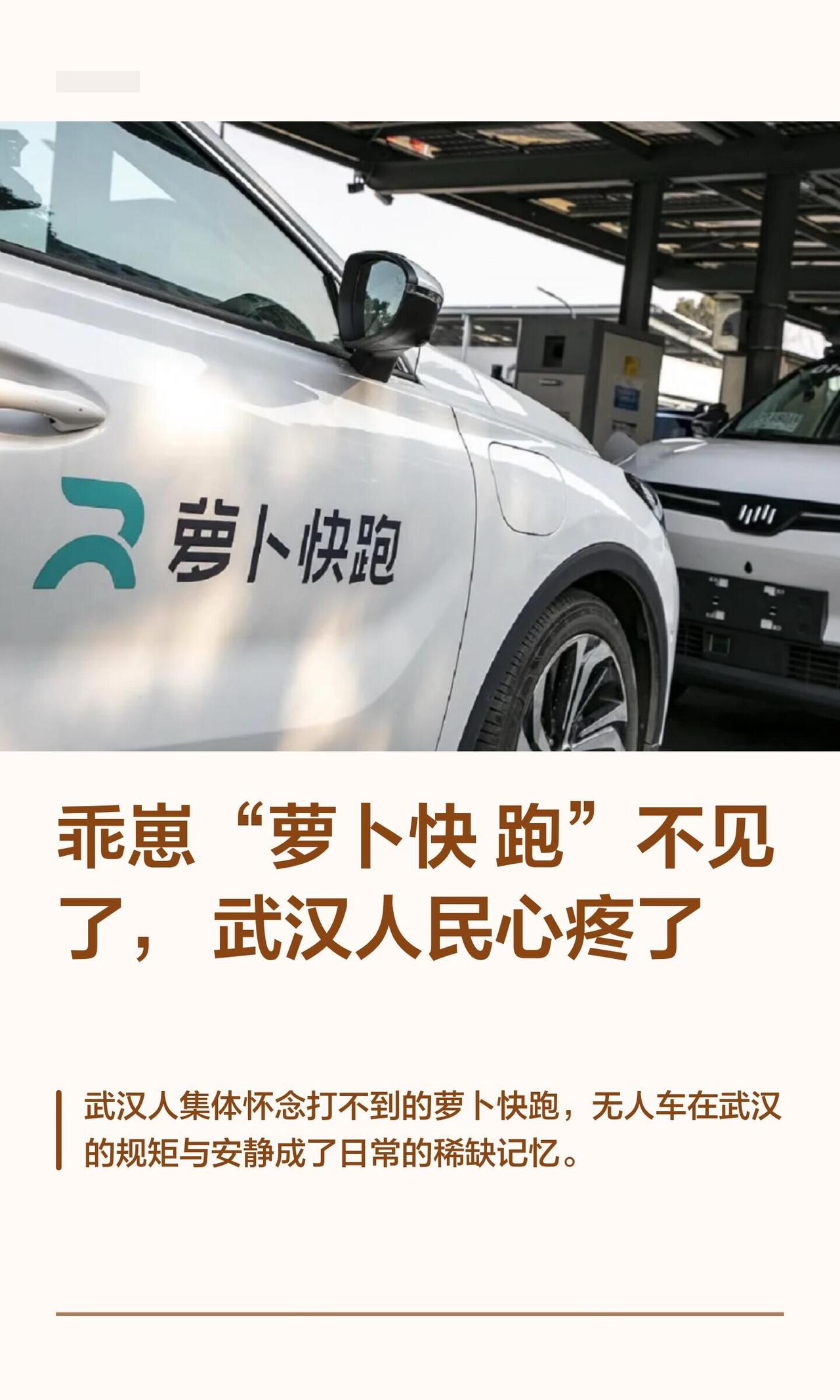 武汉人这几天集体“失恋”了。不是为情所困，是打不着“萝卜快跑”了。就上月底，