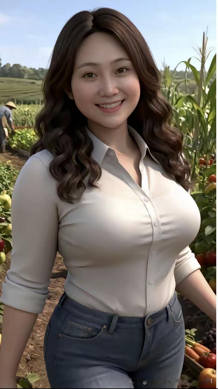 田园少女风，甜美笑容，丰收的喜悦！🌾🍓🍇