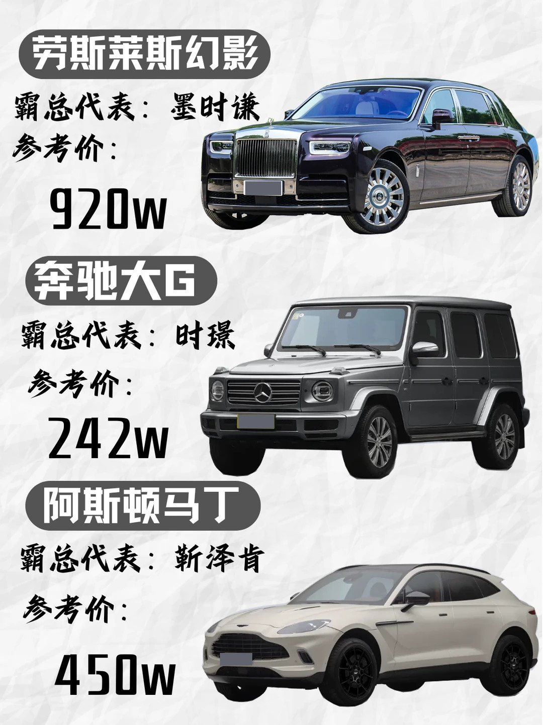 霸总文里高频出现的豪车，现实里长这样！每一款都是小说标配，气场直接拉满。给你50