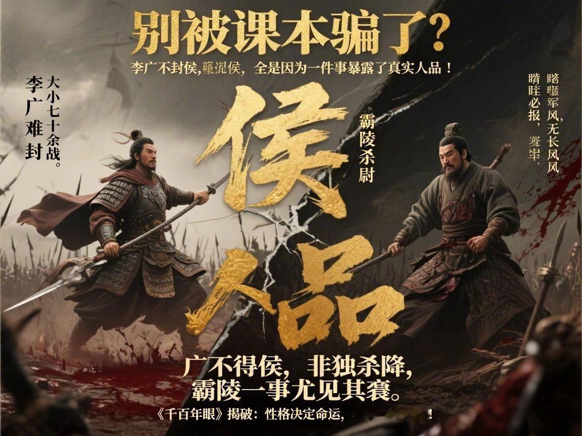 别被课本骗了，李广不封侯，全是因为一件事暴露了真实人品！课本里为我们描述的李广