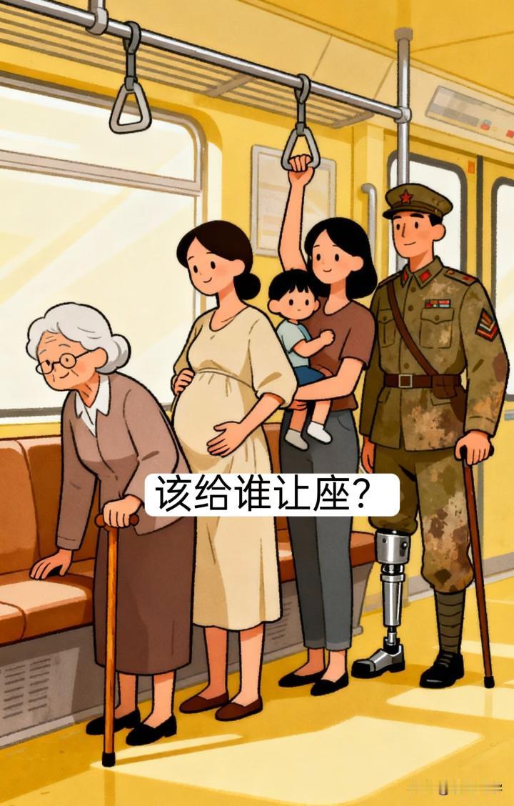 如果遇到这种情况，到底是谁给谁让座？乘坐过公交车的人都知道，车内广播一般都会播