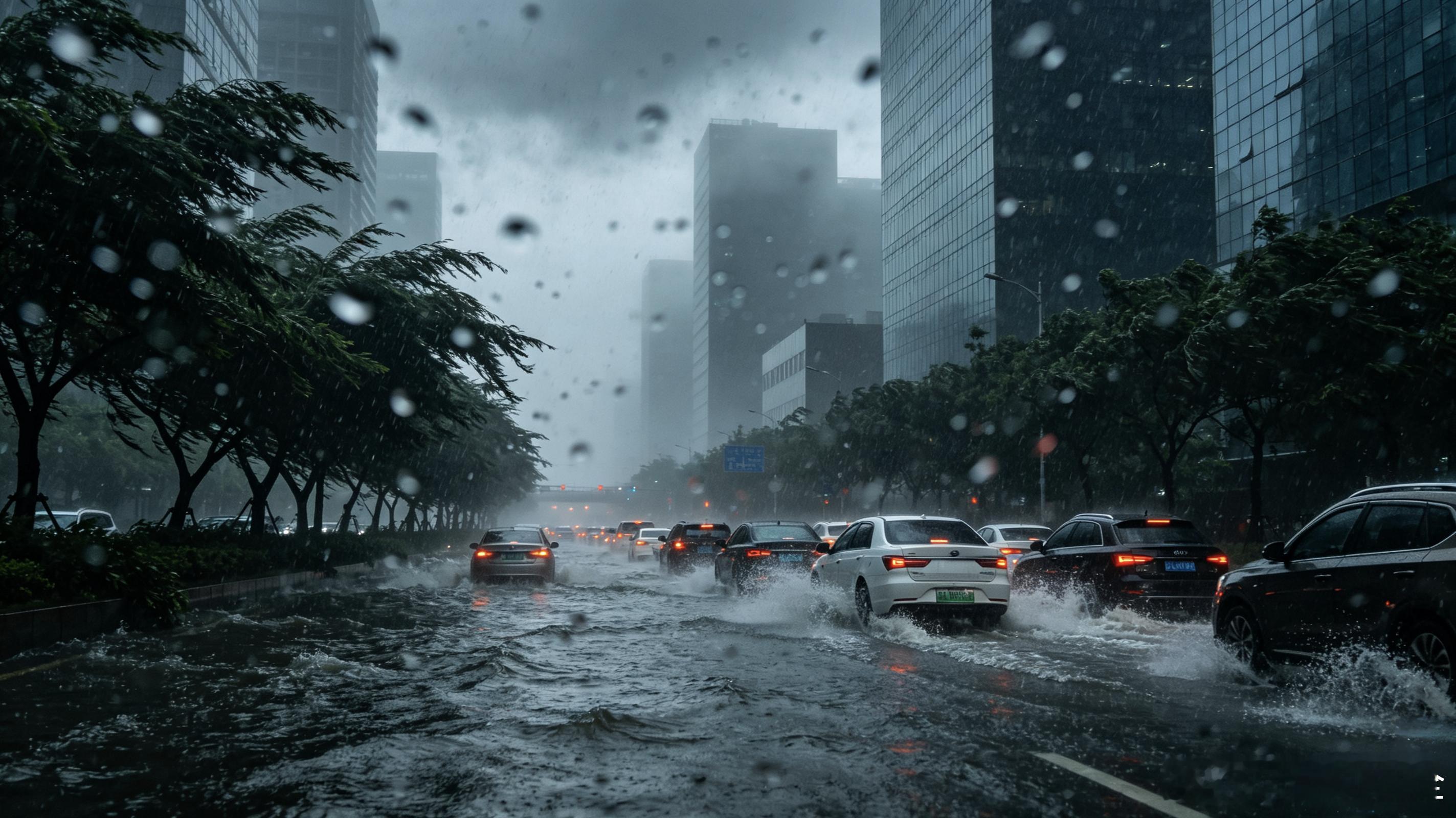 昨晚的海口，天空像是被捅了个窟窿，倾盆的雷电暴雨，在红色预警下轰然砸向大地。天空