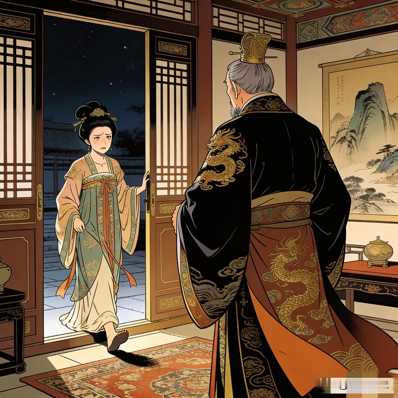 一天夜里，52岁的唐玄宗一时兴起，要召见20多岁的儿媳杨玉环，杨玉环顿觉恐惧提到