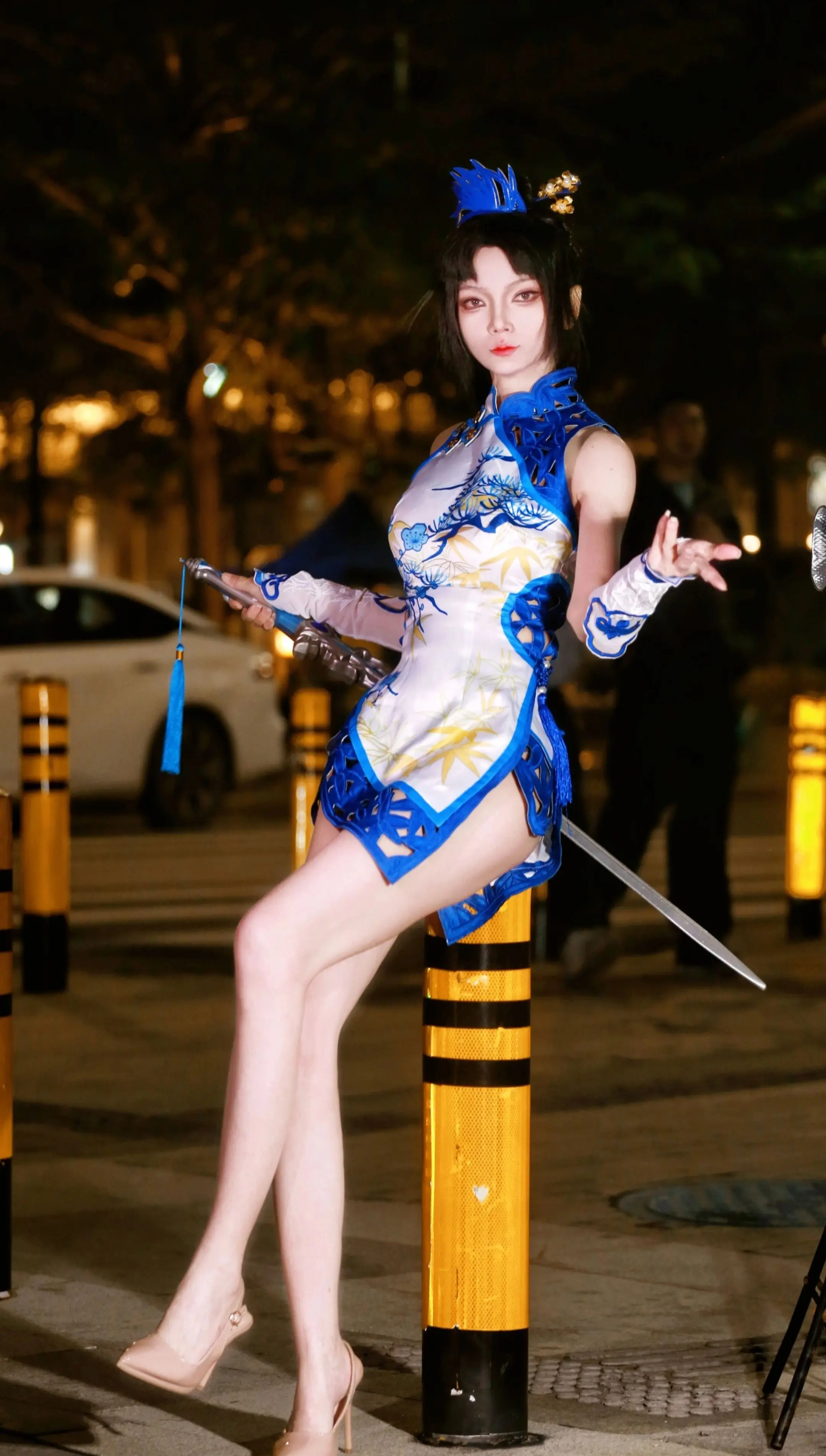 二次元美女cosplay 这腿又长又白又细 妖刀姬cos 永劫无间 这...