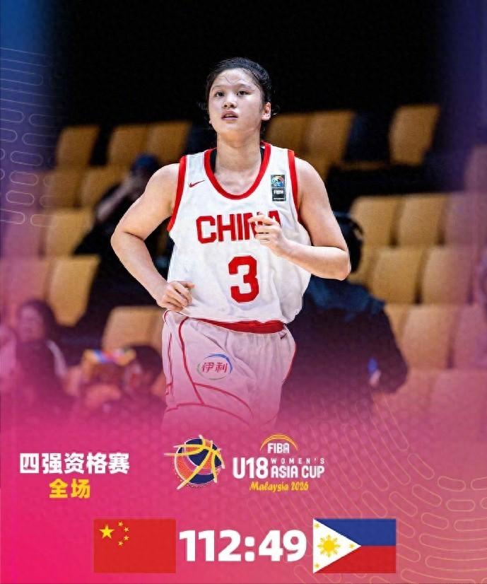 63分狂胜！中国U18女篮杀进亚洲杯半决赛，孙晗昀9中9打穿菲律宾这场比赛发