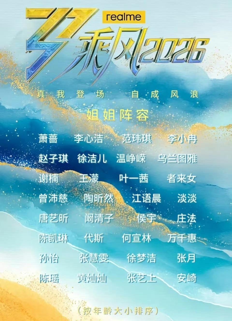 乘风2026全阵容，你能一眼看穿C位吗？乘风节目从去年开始已经没有年龄限制了，
