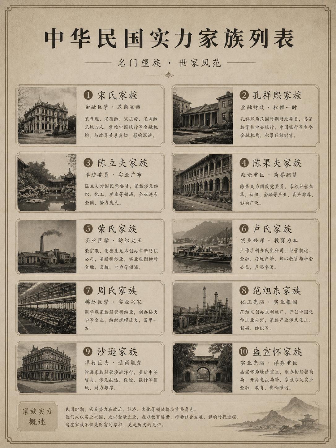 风云民国十大家族，半部近代兴衰史~民国三十八年乱世之中，门阀世家纵横政商、
