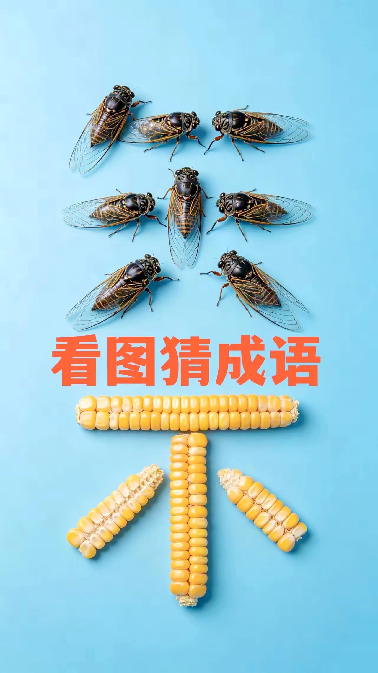 知了拼成“自”，玉米拼成“不”！看图猜成语，你几秒猜出来？看图猜成语脑力闯