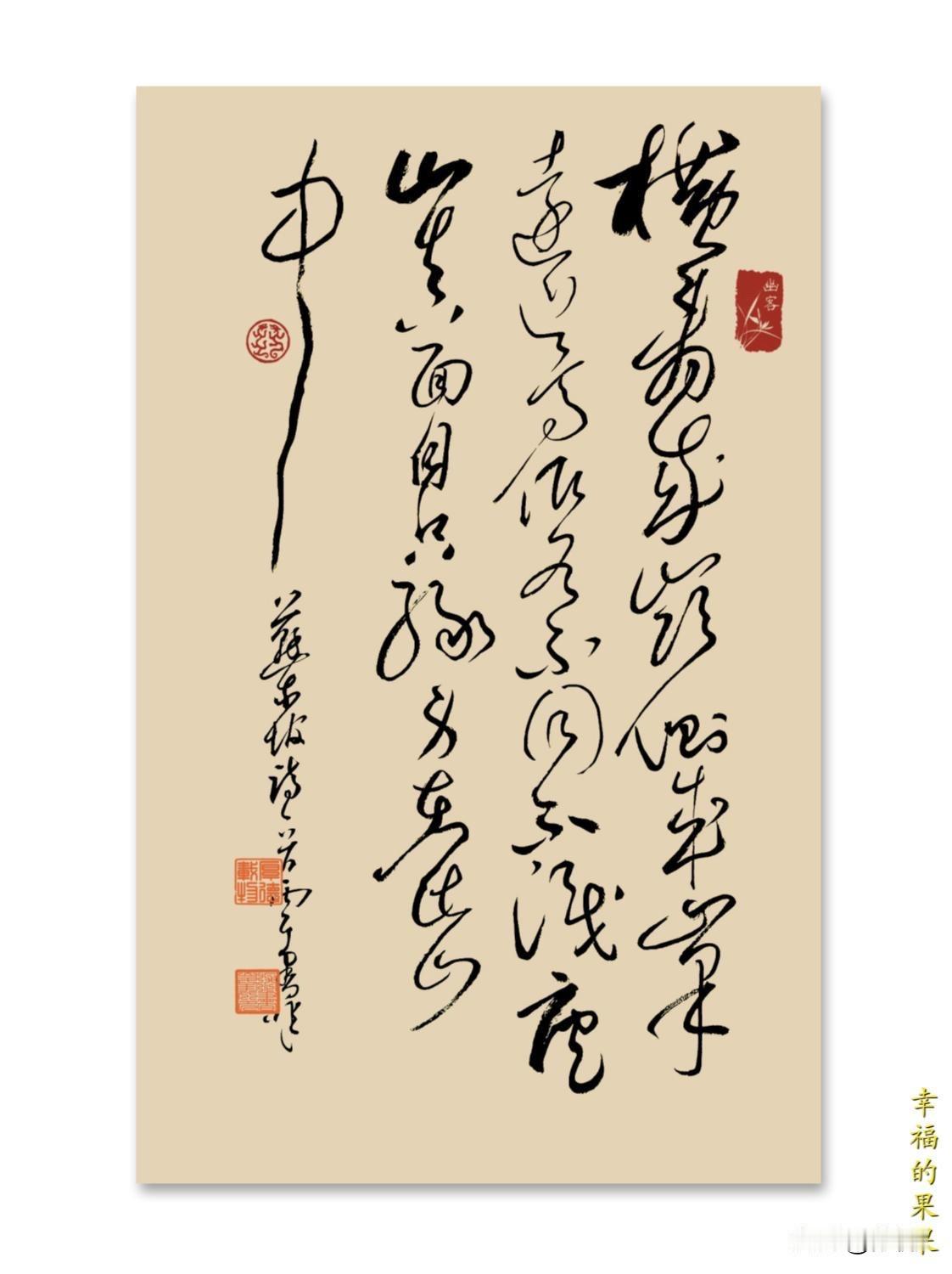 非著名书法家、非书协会员草书练习：横看成岭侧成峰，远近高低各不同。不识庐山真面目
