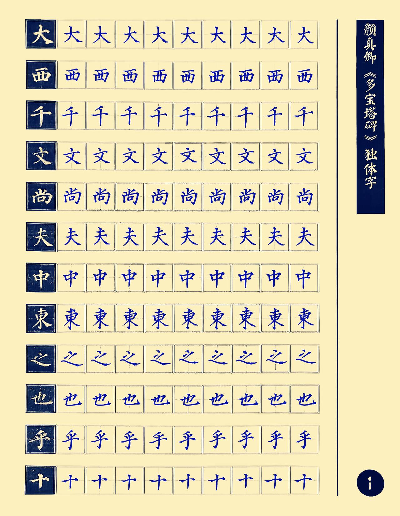 今日硬笔颜真卿《多宝塔碑》独体字临习。坚持打卡学习第1天。练字的人都懂，光盯
