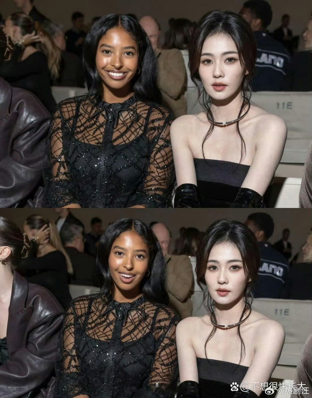 白鹿和外国美女合照，这皮肤反差感太萌了