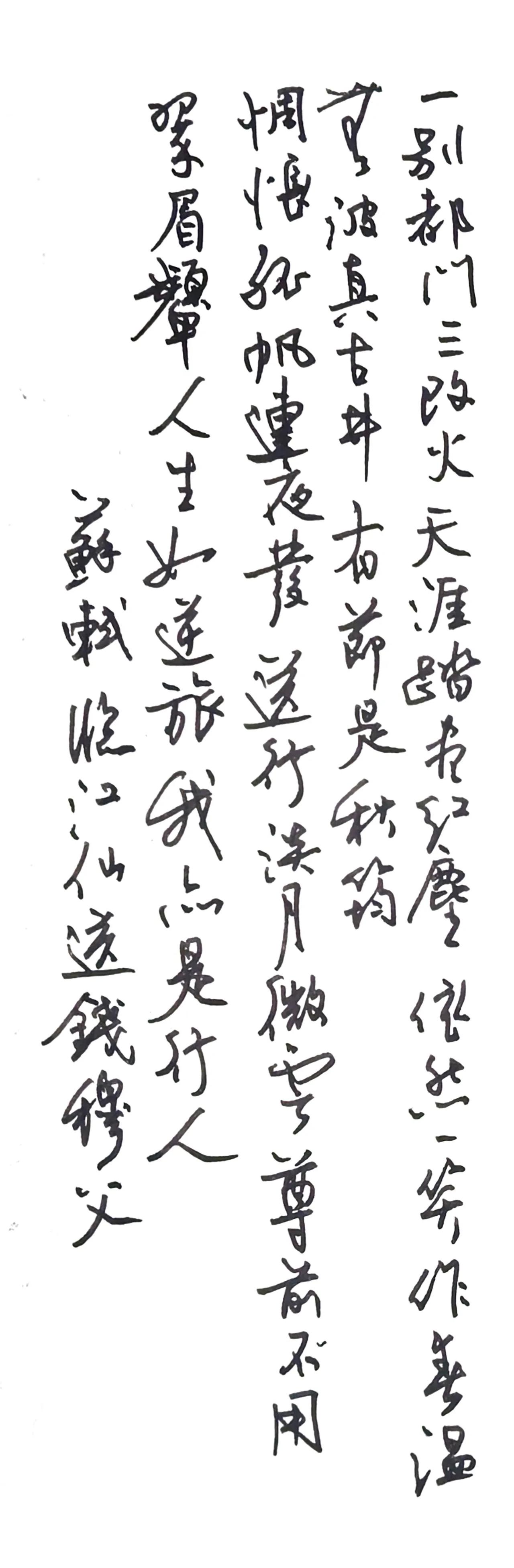 1.0铱粒钢笔抄写《临江仙·送钱穆父》宋·苏轼一别都门三改火，天涯踏尽红尘。