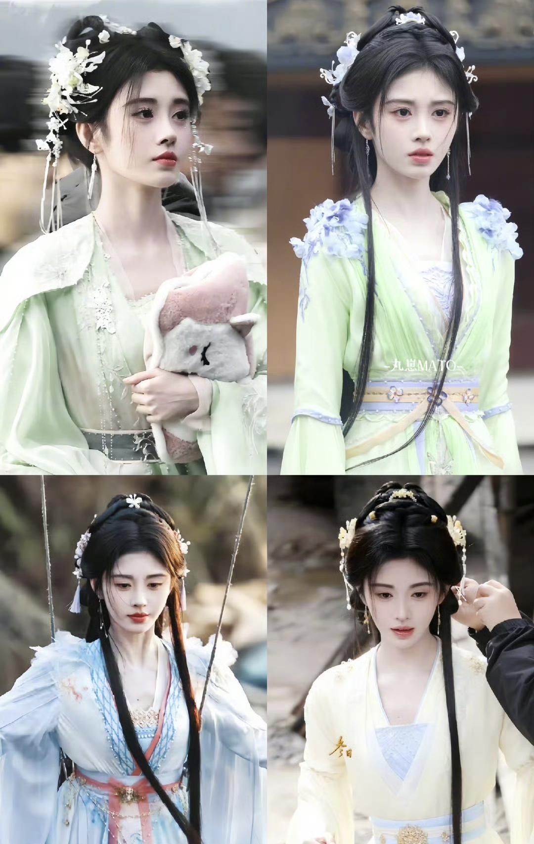 发现没有？回望鞠婧祎一直以来的妆造，她现在好像在尝试突破以前的造型。不但发型的改