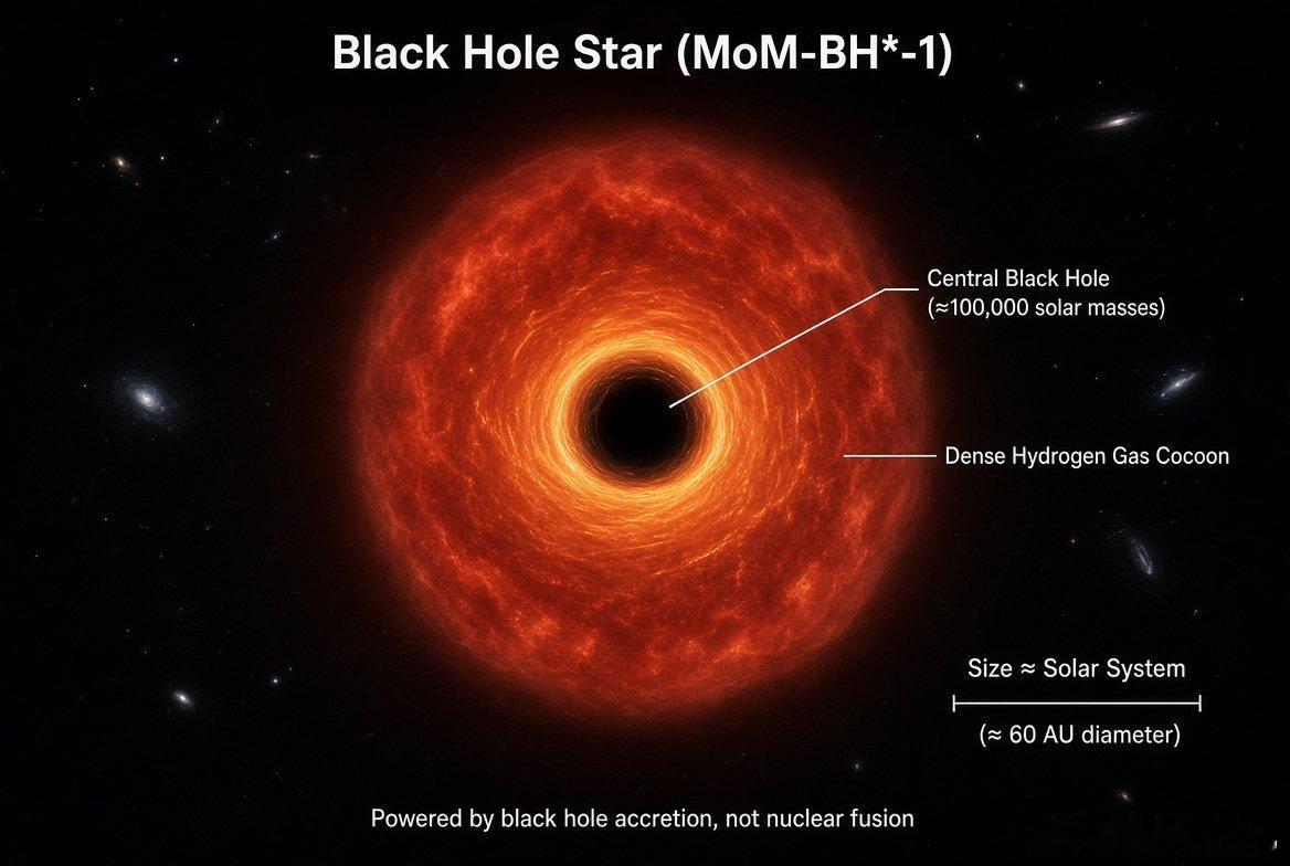 遇见黑洞之星：不应存在的宇宙混合体。在幼年宇宙深处——大爆炸后仅数亿年——天文学