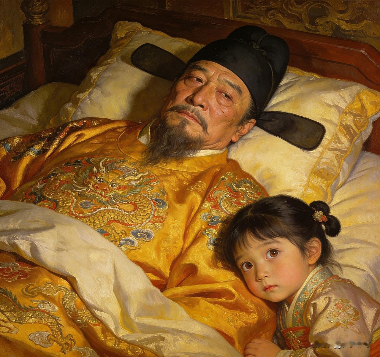 洪武三十一年春，71岁的朱元璋病入膏肓，前来请安的大臣与妃嫔来来回回就一句话“陛