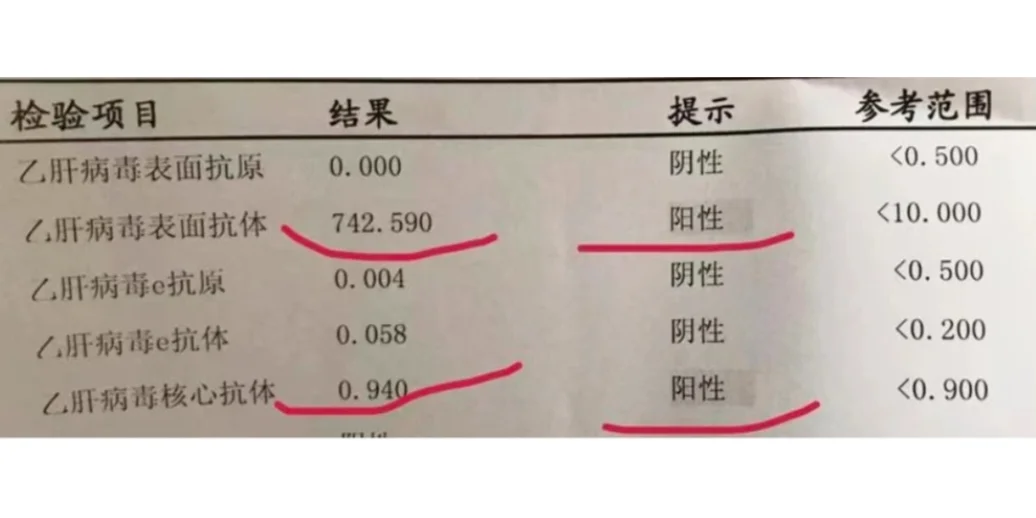 乙肝五项只要这项指标阳性 是好事！恭喜你不会再感染乙肝了！ 第二项阳性...