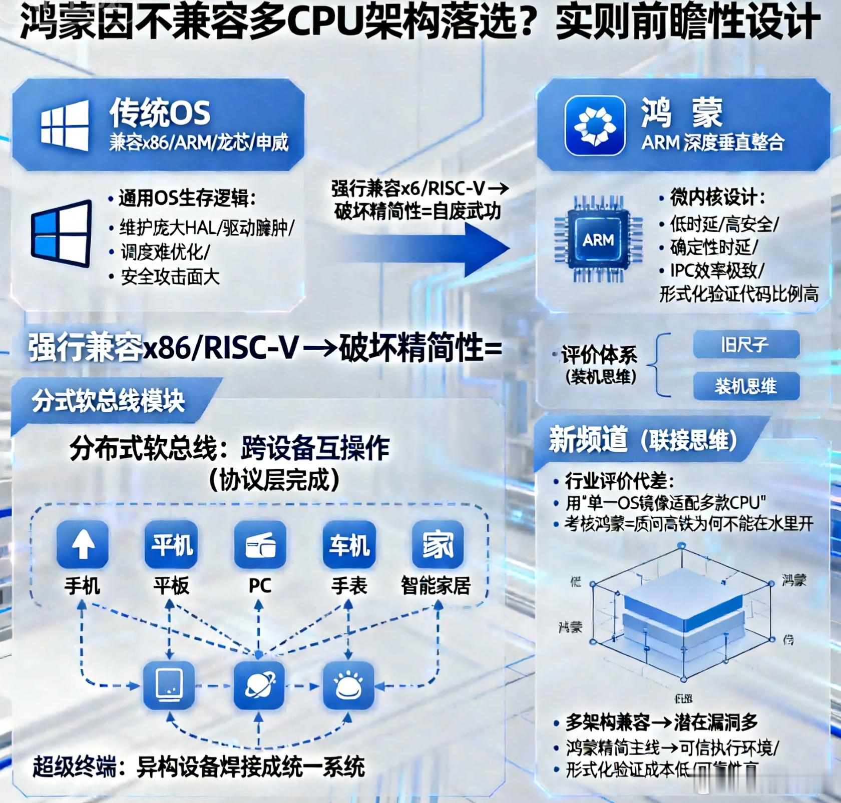 鸿蒙因不兼容多CPU架构落选这两天，某重磅信创操作系统适配榜单出炉，鸿蒙因为“不